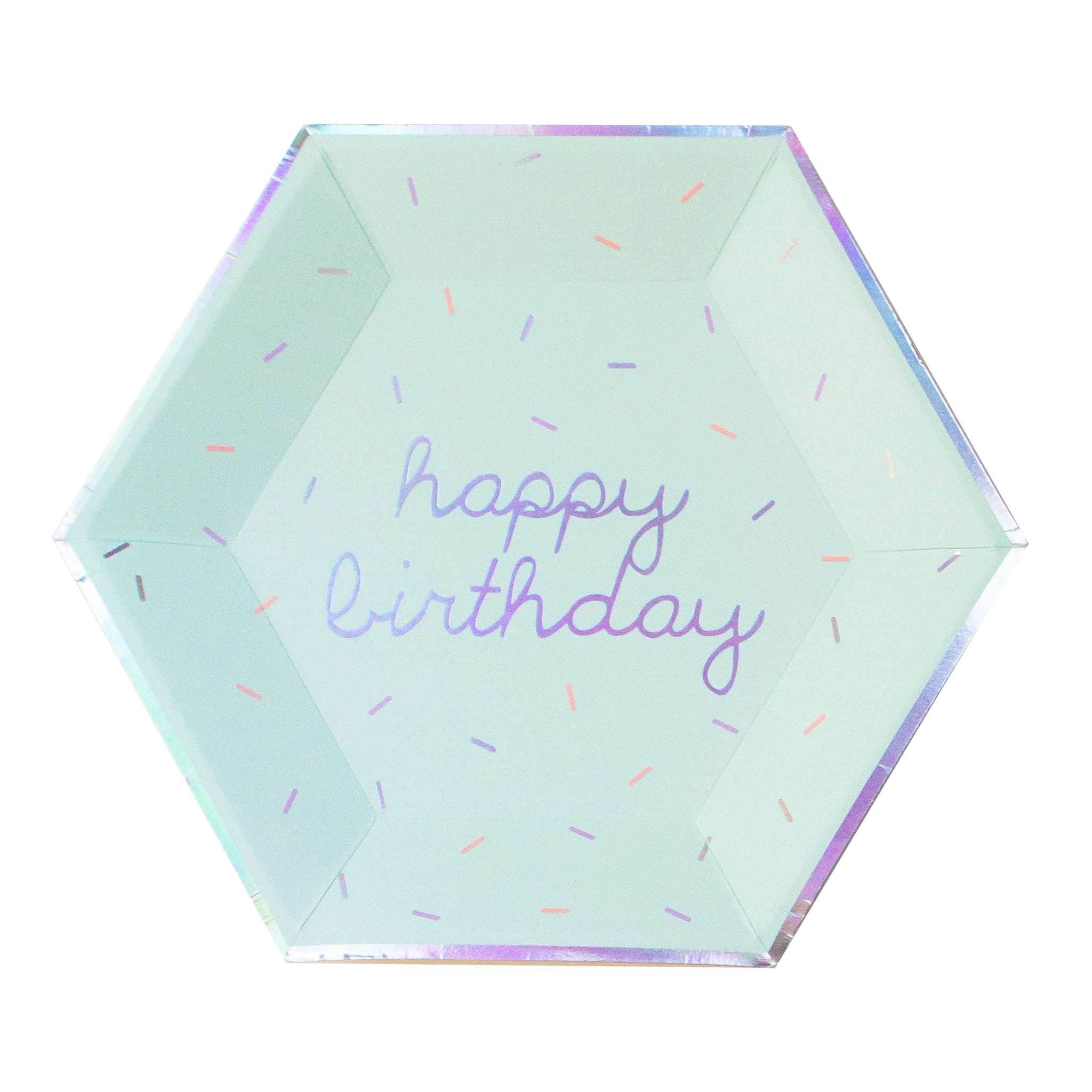 Sprinkles - Pastel Happy Birthday Large Paper Plates (Multi-Color Pack, 18 count)