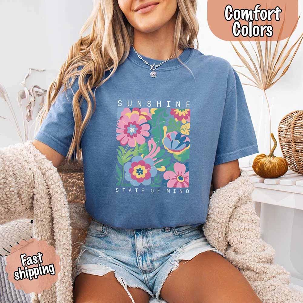 Sunshine State of Mind Comfort Colors T-Shirt – Cute Oversized Beach Tee or Swimsuit Cover Up Gift