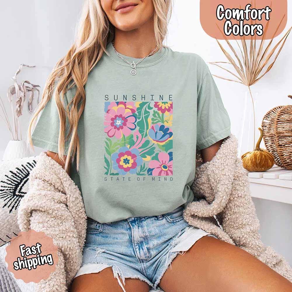 Sunshine State of Mind Comfort Colors T-Shirt – Cute Oversized Beach Tee or Swimsuit Cover Up Gift