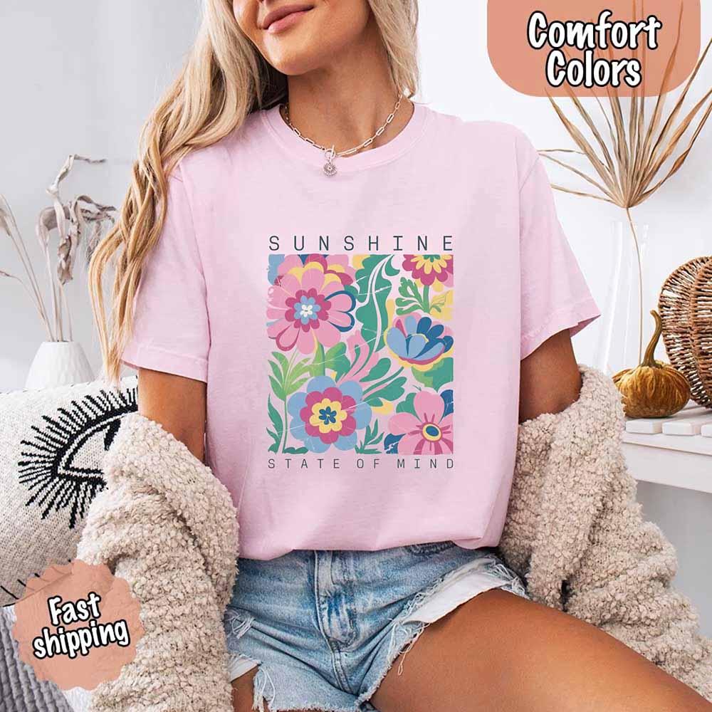 Sunshine State of Mind Comfort Colors T-Shirt – Cute Oversized Beach Tee or Swimsuit Cover Up Gift