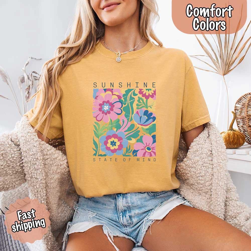 Sunshine State of Mind Comfort Colors T-Shirt – Cute Oversized Beach Tee or Swimsuit Cover Up Gift