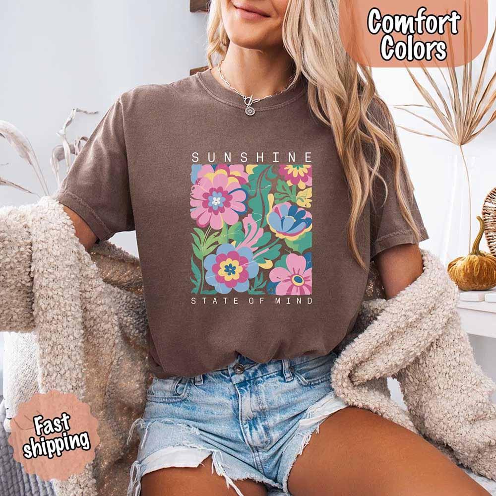 Sunshine State of Mind Comfort Colors T-Shirt – Cute Oversized Beach Tee or Swimsuit Cover Up Gift