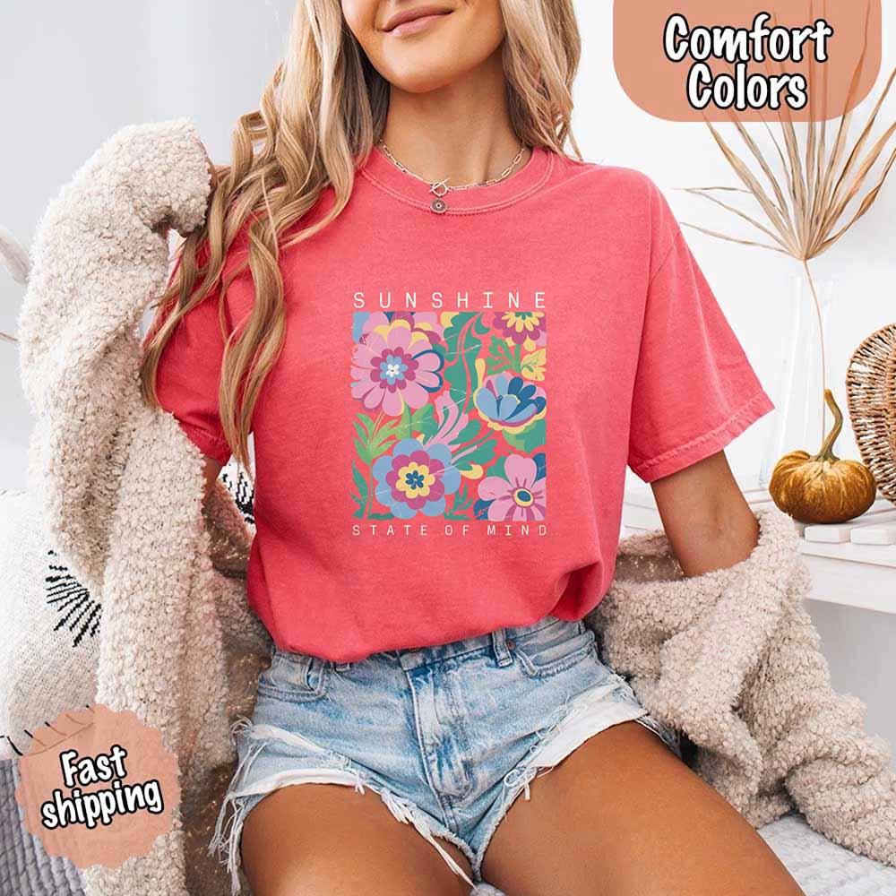 Sunshine State of Mind Comfort Colors T-Shirt – Cute Oversized Beach Tee or Swimsuit Cover Up Gift