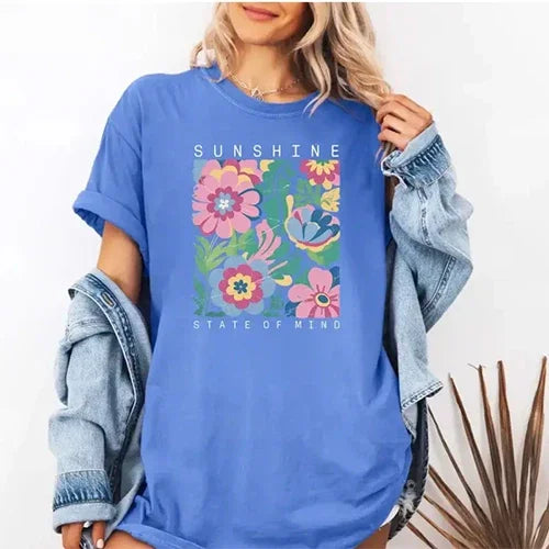 Sunshine State of Mind Comfort Colors T-Shirt – Cute Oversized Beach Tee or Swimsuit Cover Up Gift