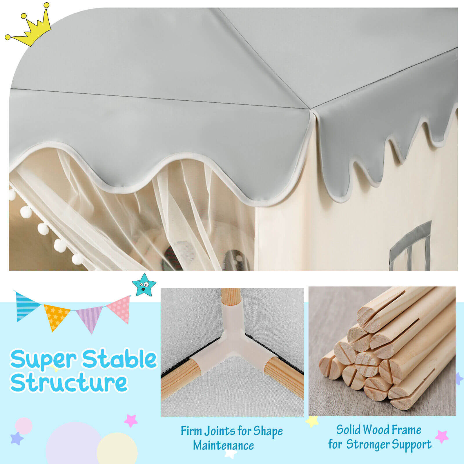 Kids Large Play Castle Fairy Tent with Mat