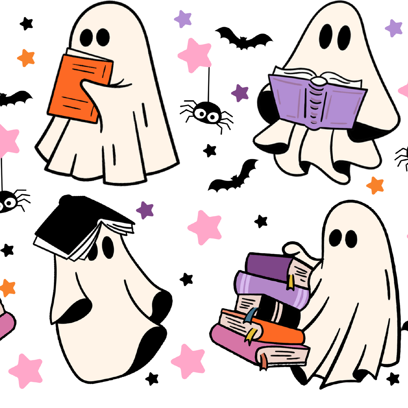 Ghosts and Books Glass Cup