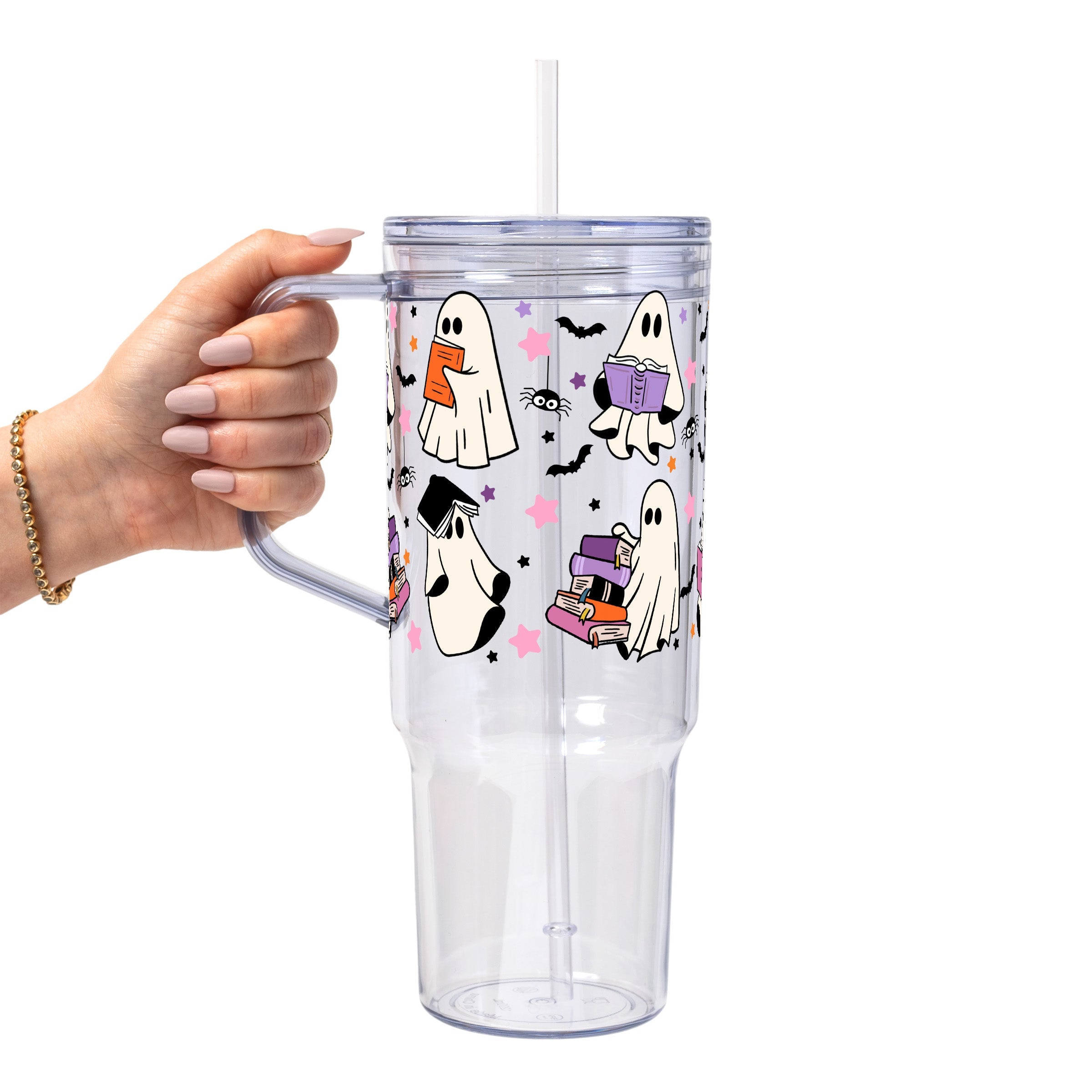 Ghosts and Books Glass Cup