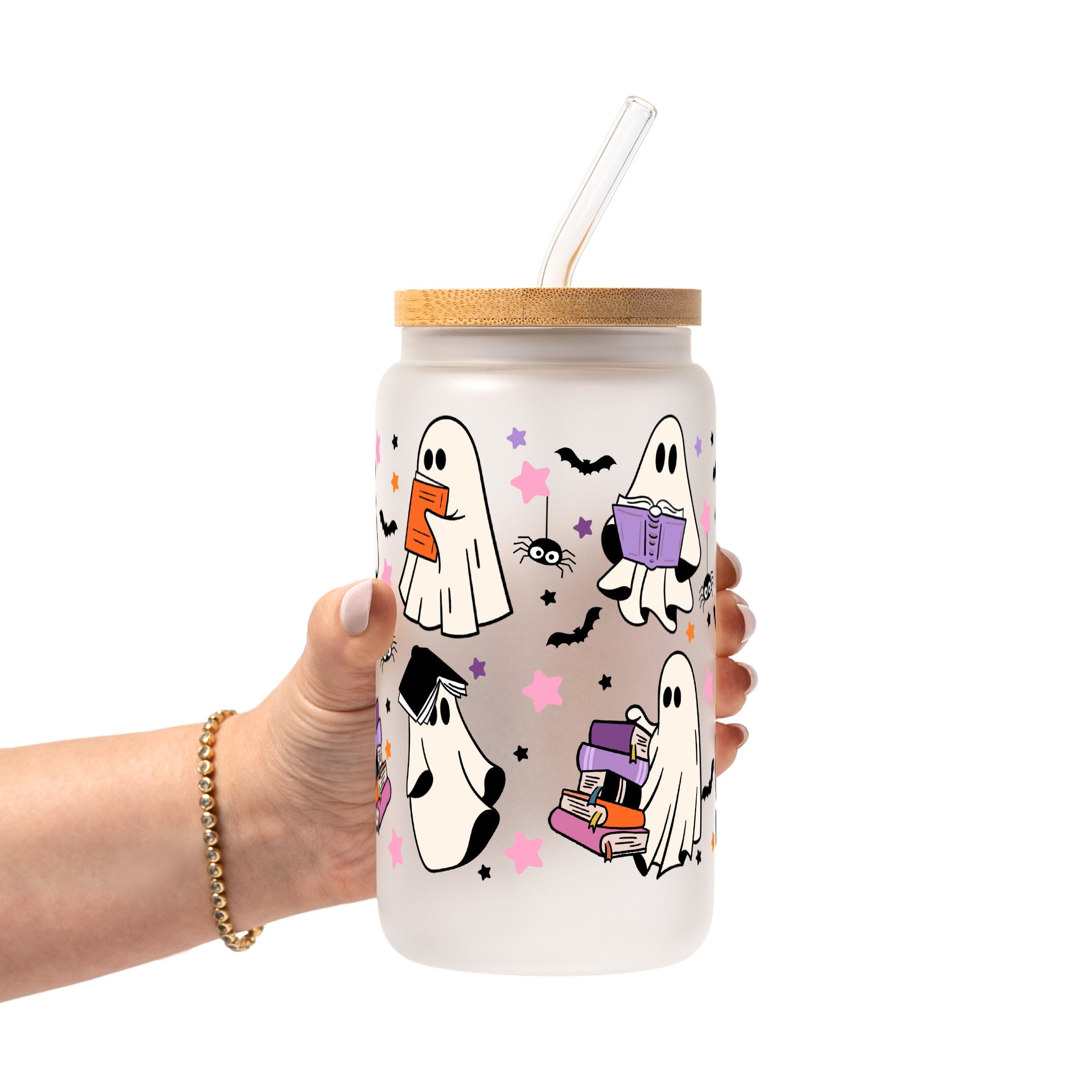 Ghosts and Books Glass Cup