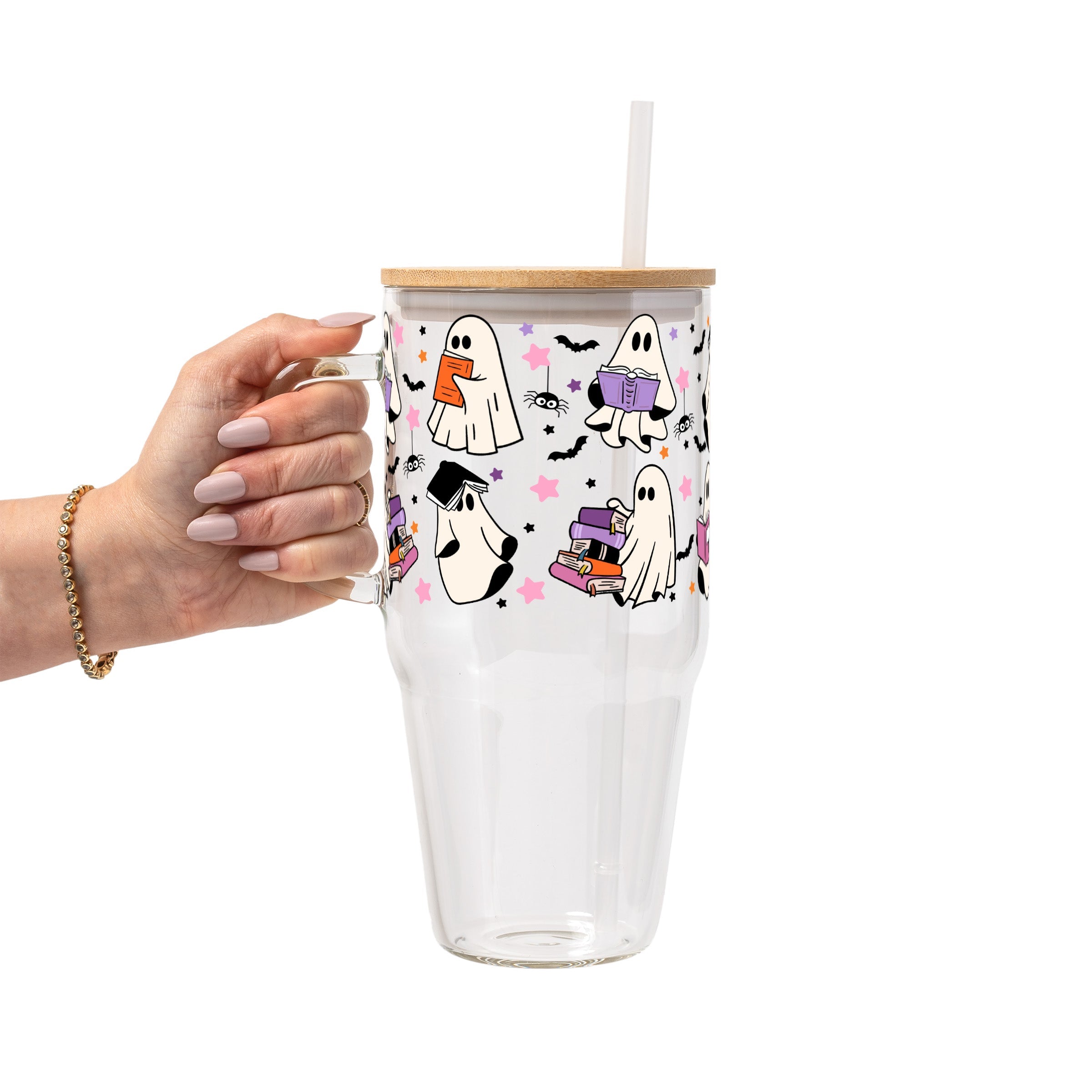 Ghosts and Books Glass Cup