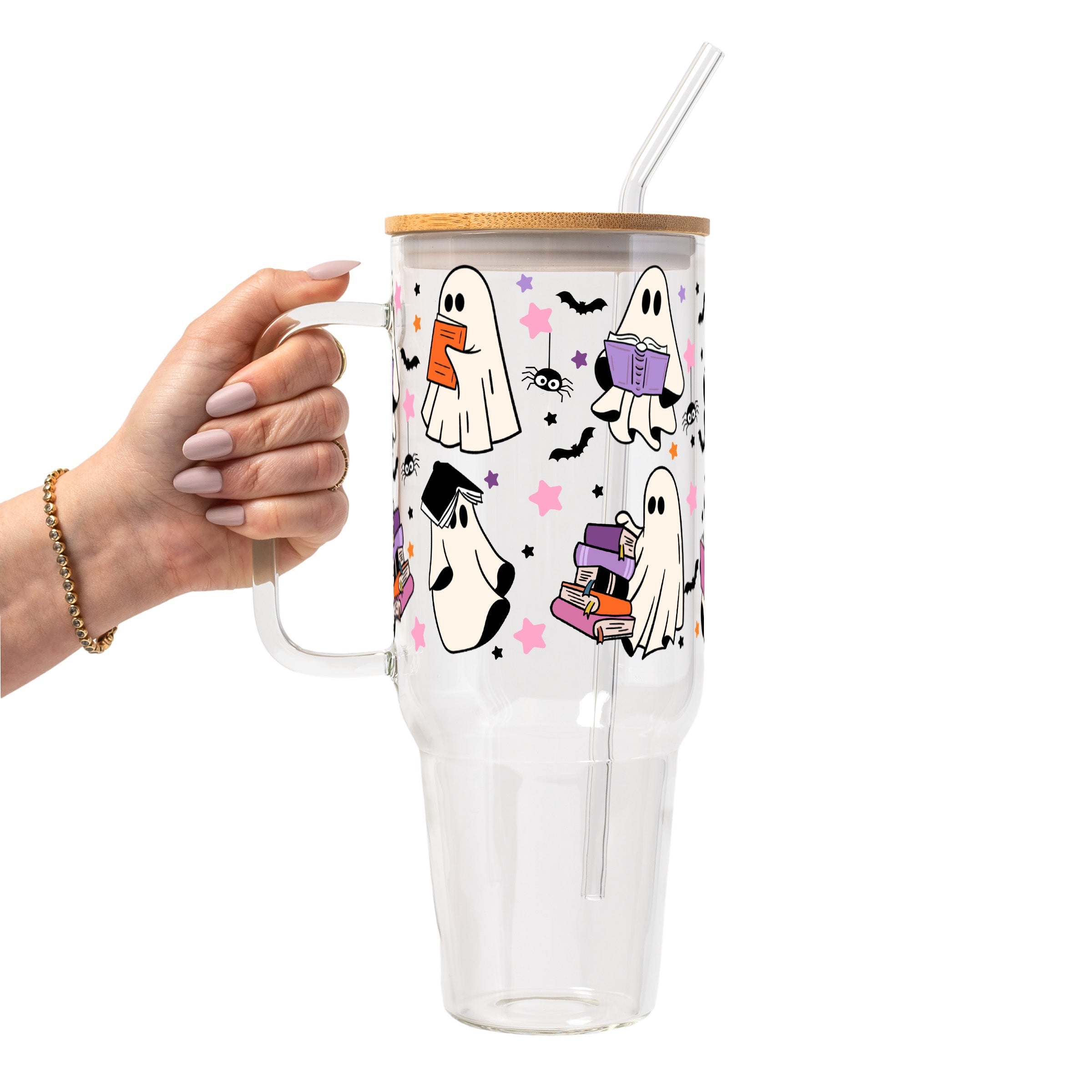Ghosts and Books Glass Cup
