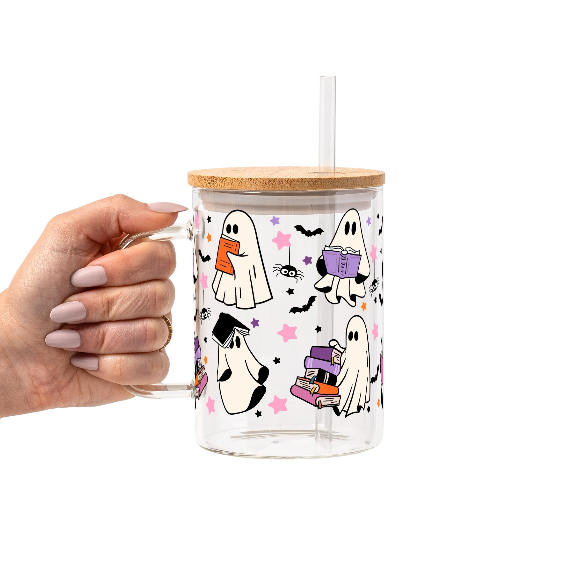 Ghosts and Books Glass Cup