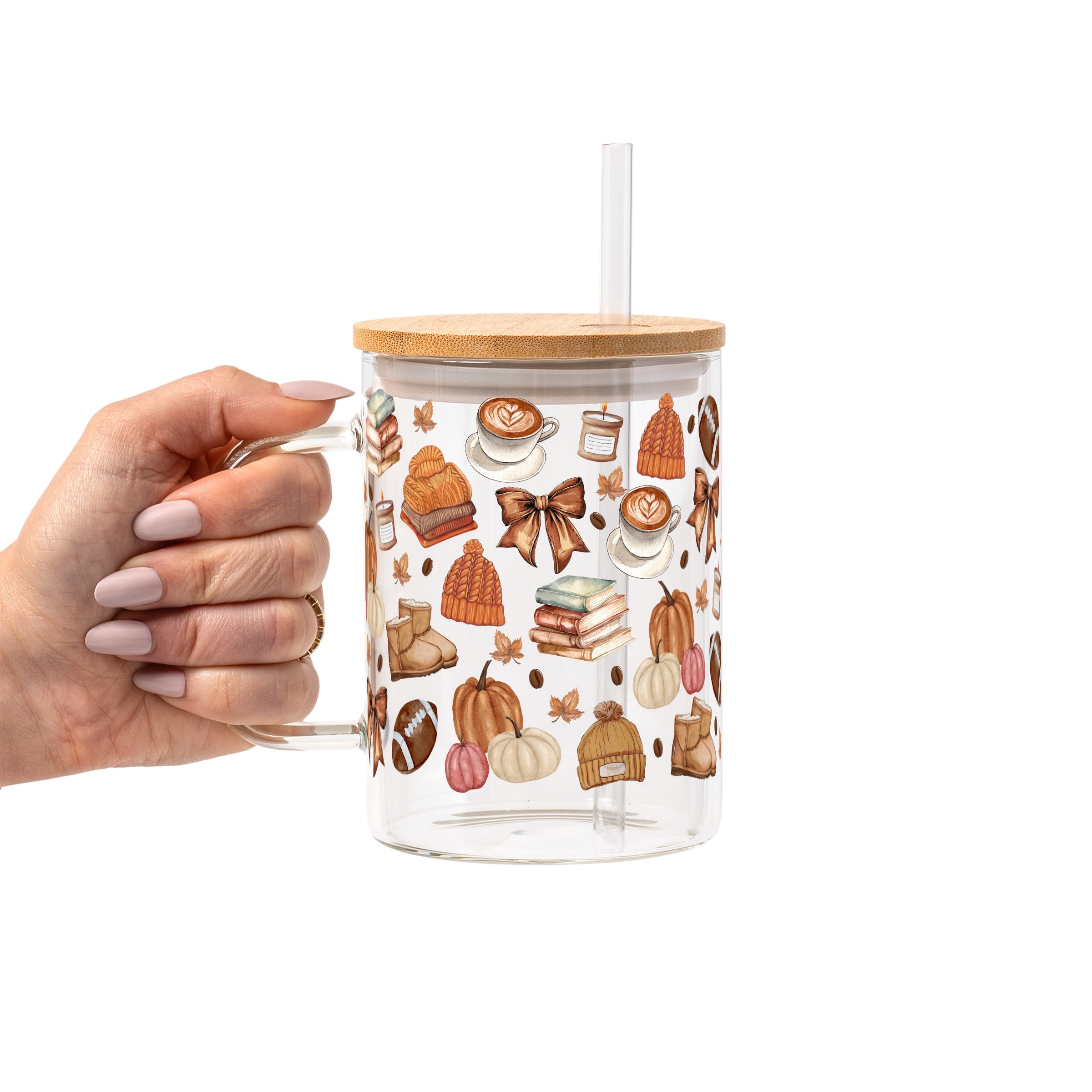 Pumpkin Spice Fall Glass Cup
