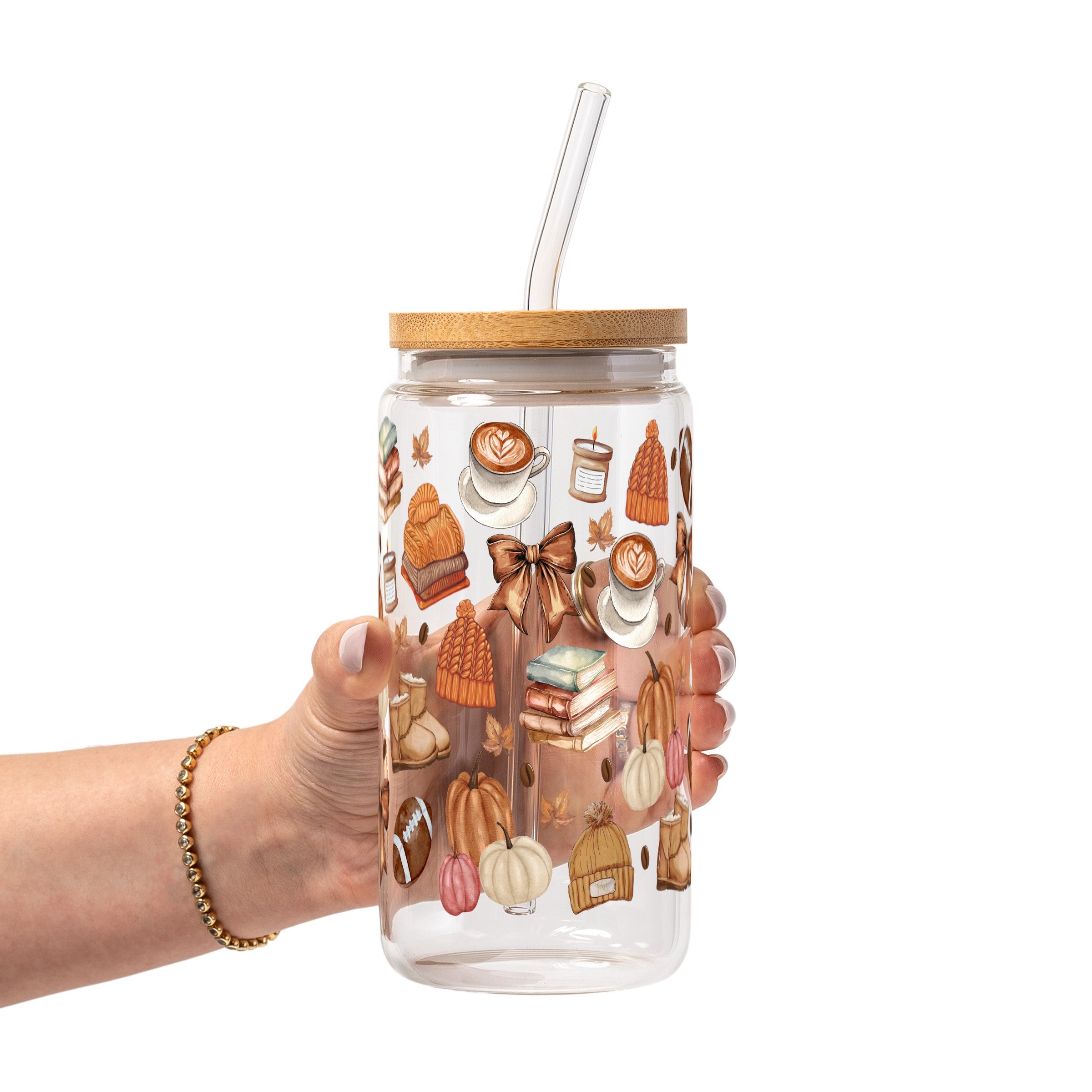 Pumpkin Spice Fall Glass Cup