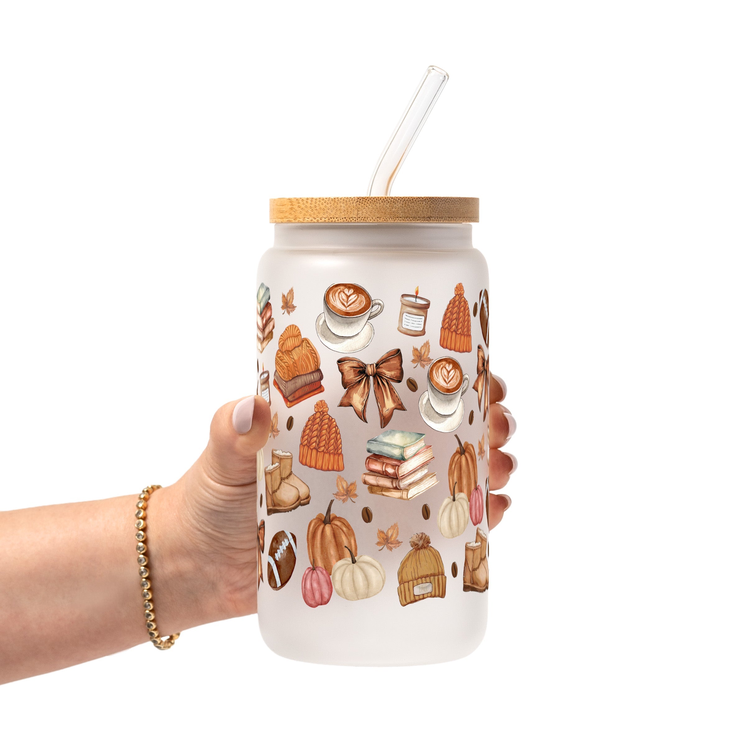Pumpkin Spice Fall Glass Cup