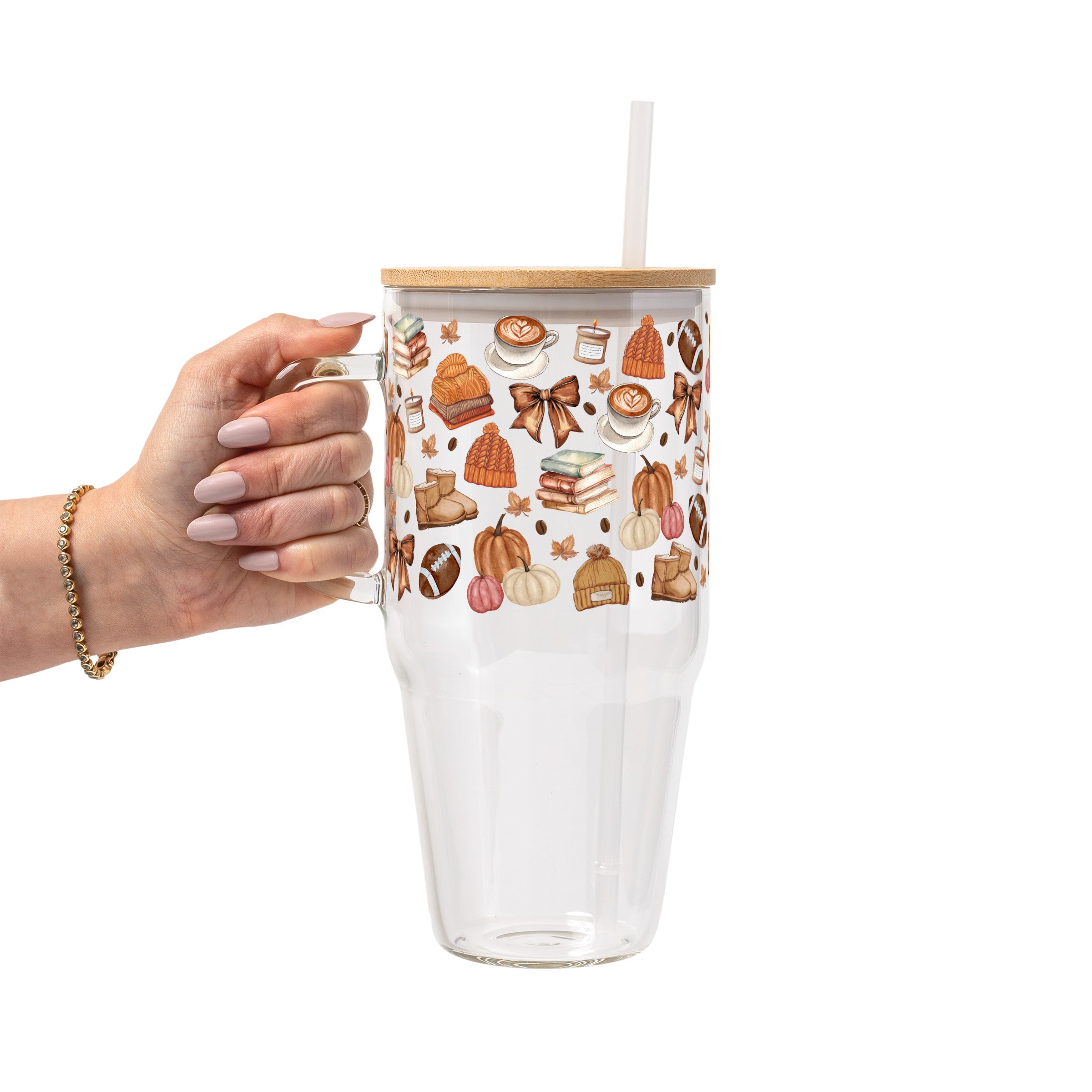 Pumpkin Spice Fall Glass Cup