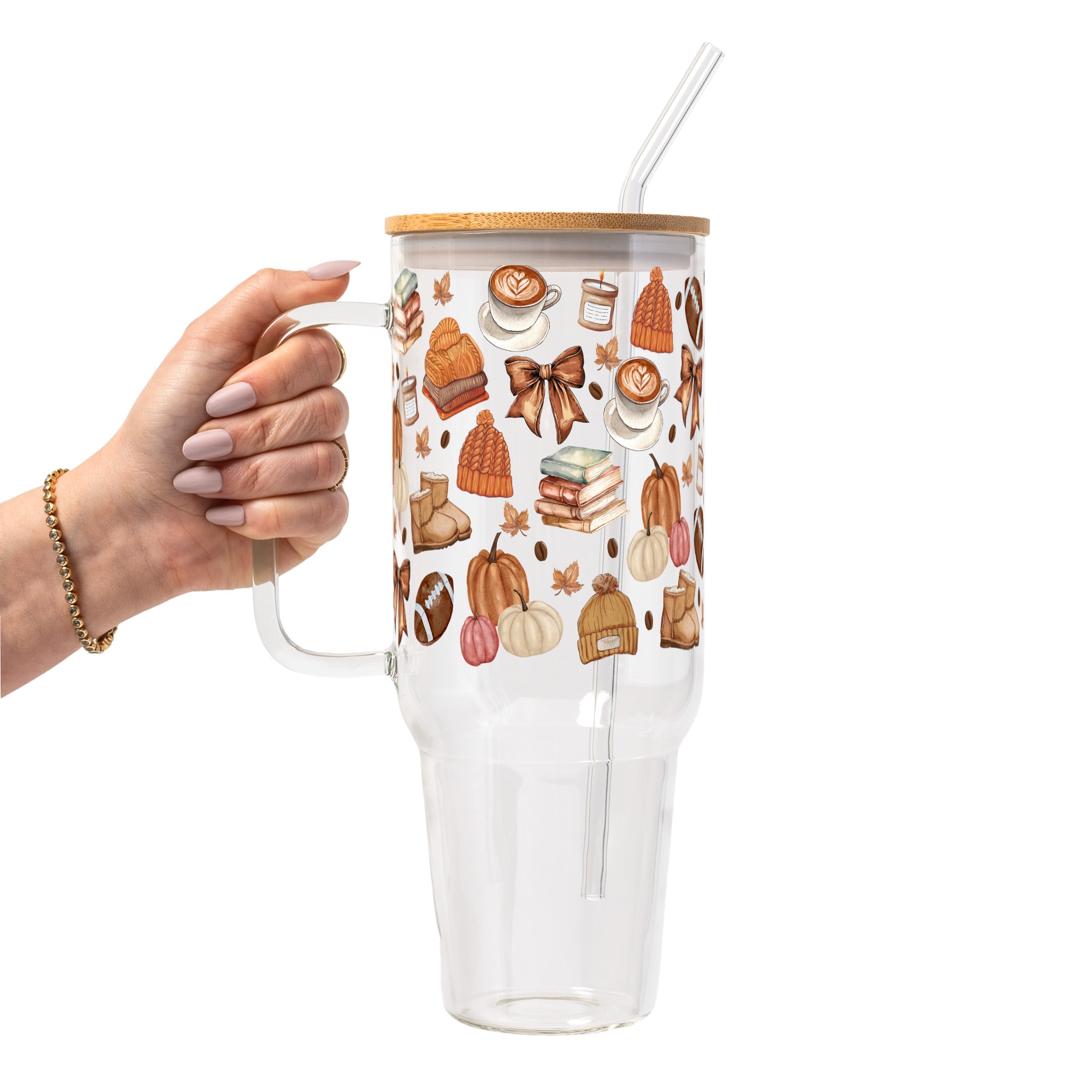 Pumpkin Spice Fall Glass Cup