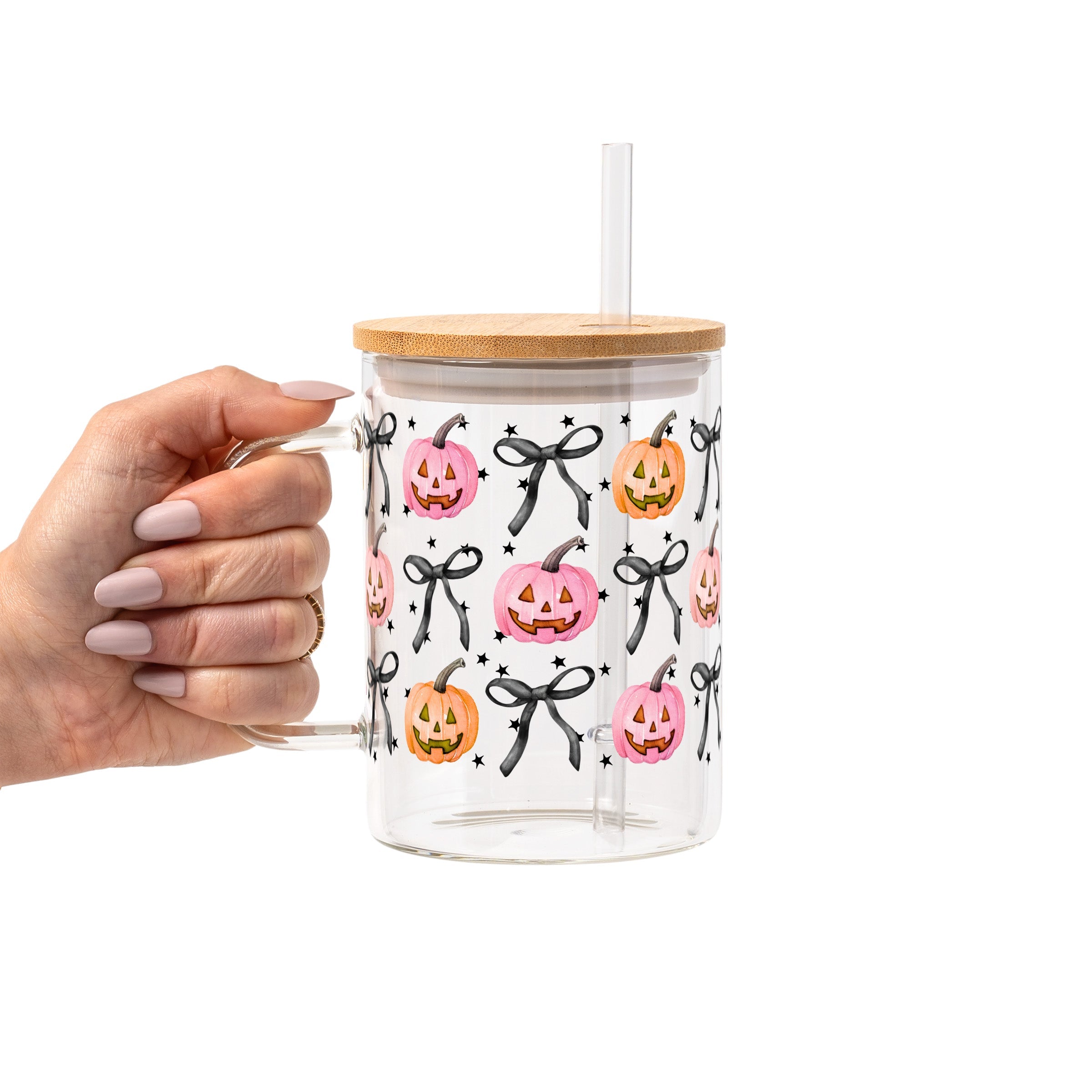 Halloween Coquette Pumpkins Glass Cup