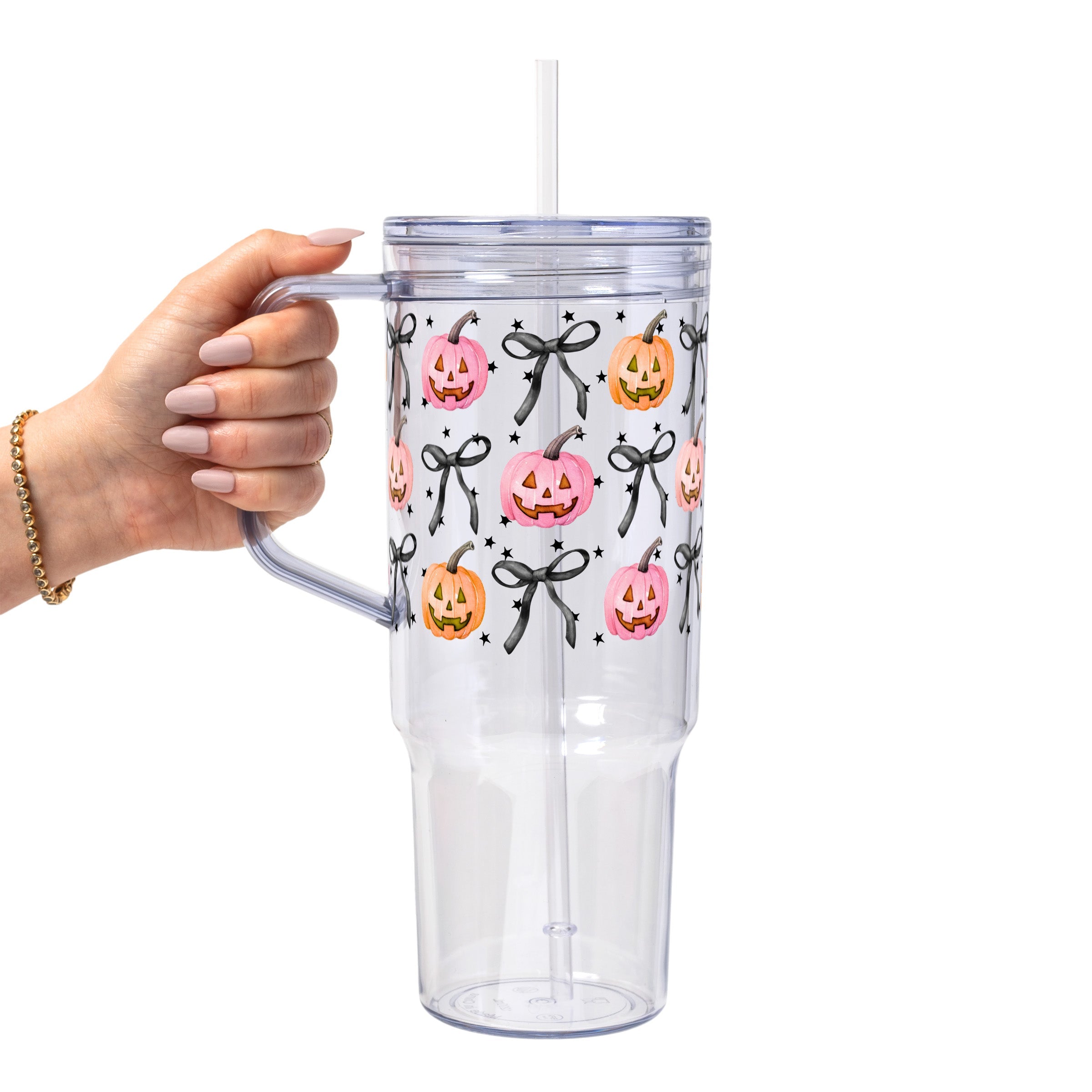 Halloween Coquette Pumpkins Glass Cup