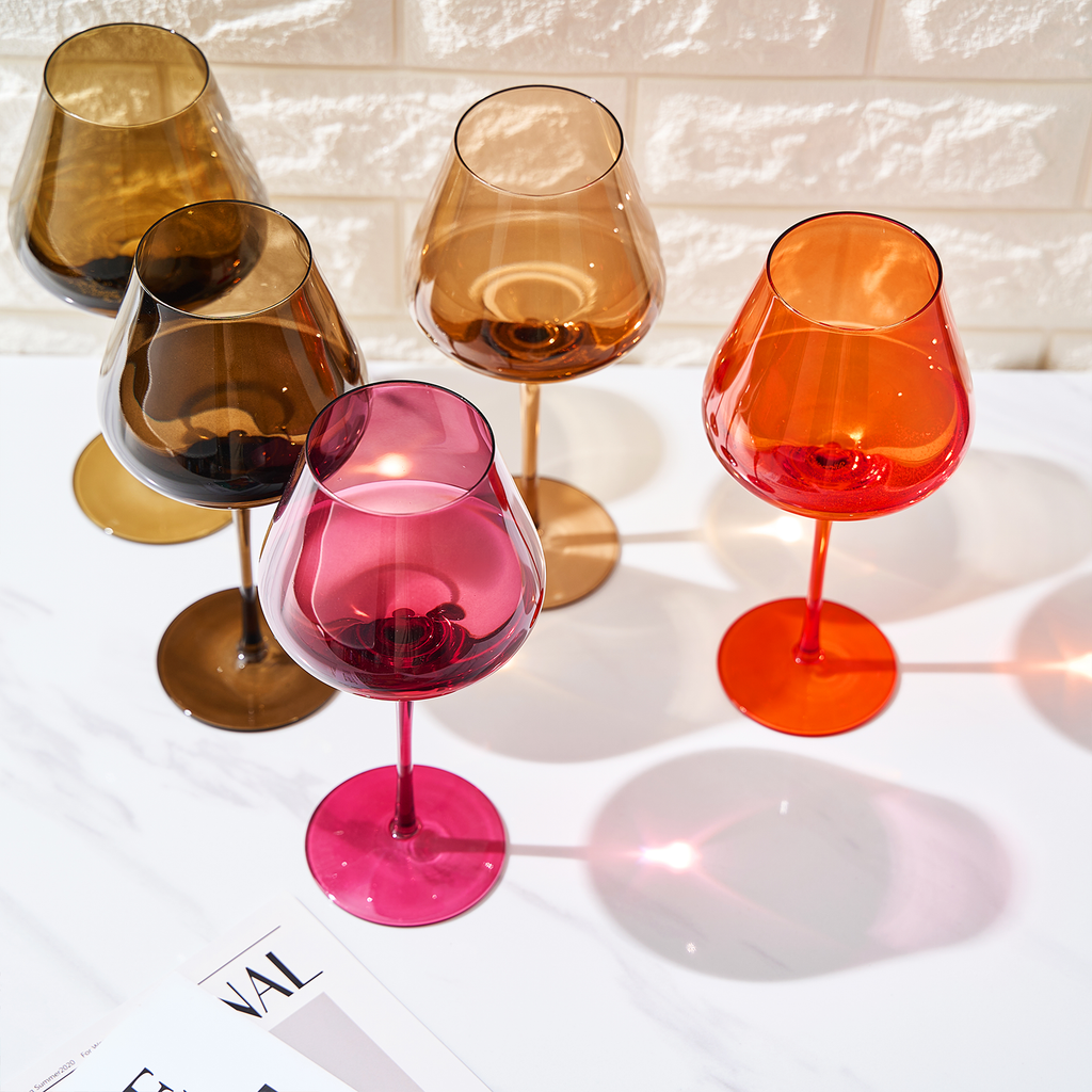 Stagioni Stemmed Wine Glassware, Set of 5, "Changing Weather"