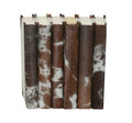 6 Vol. Brown Cow Hide Books with Linen Covers 9.5”