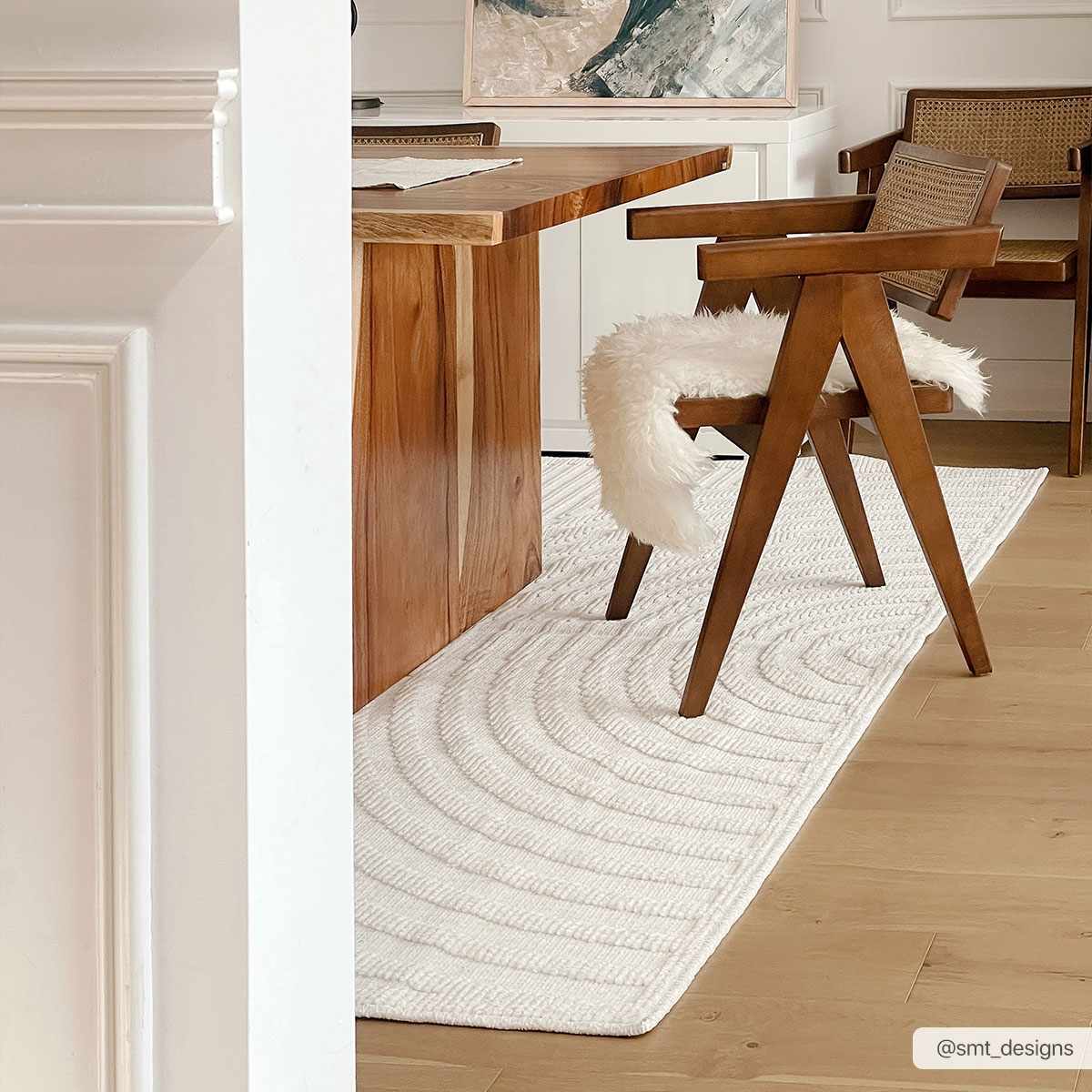 Deron White Washable 3D Rug