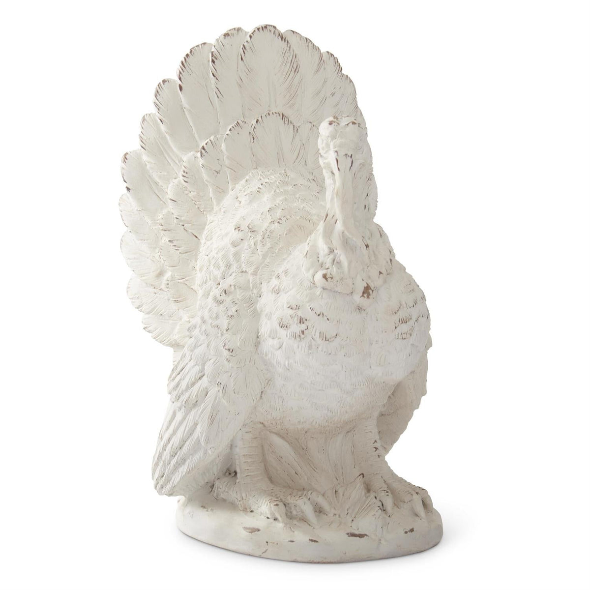 10" Whitewashed Resin Turkey – Thanksgiving Decor
