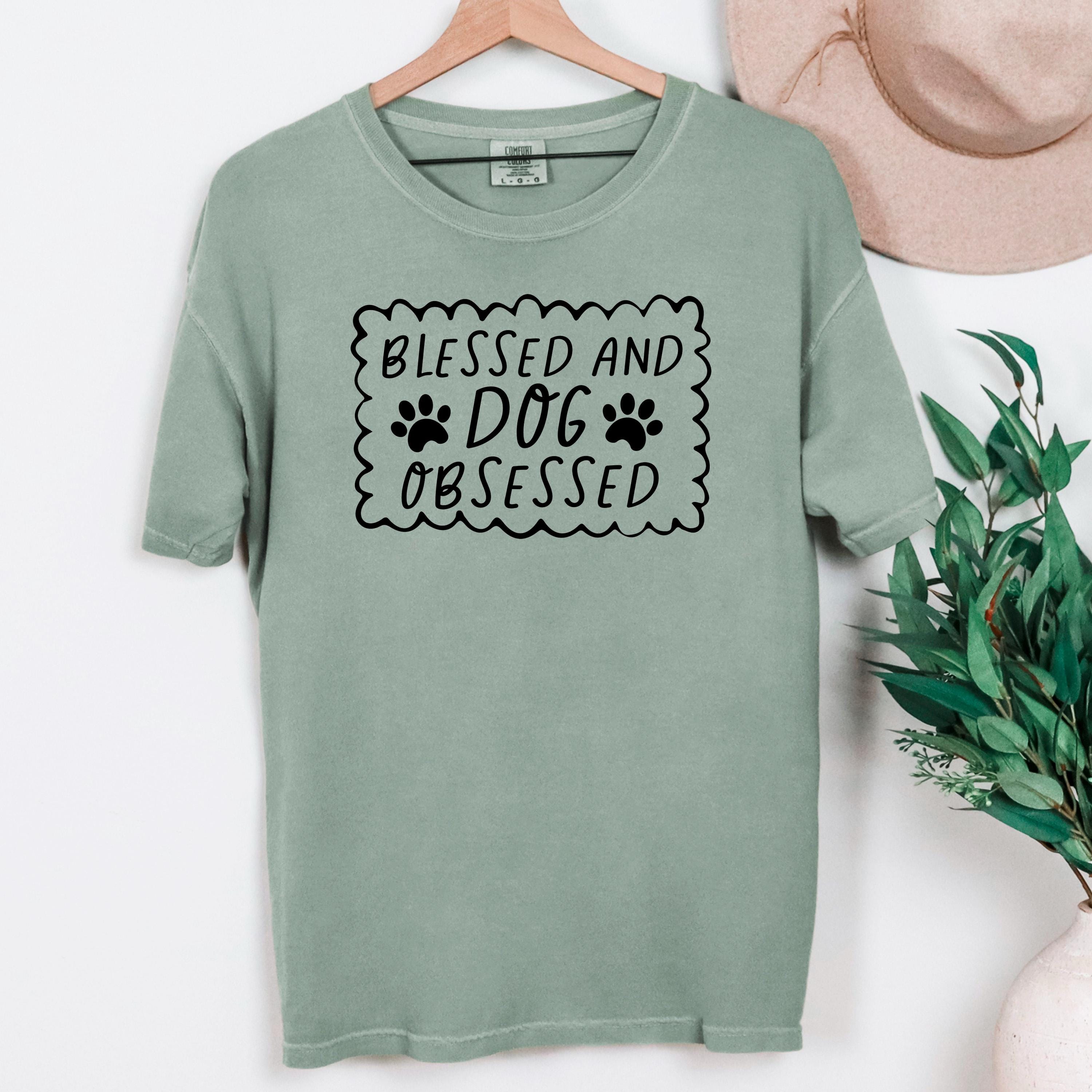 Dog Lover T-Shirt - Blessed & Dog Obsessed Comfort Colors Tee With Paw Prints