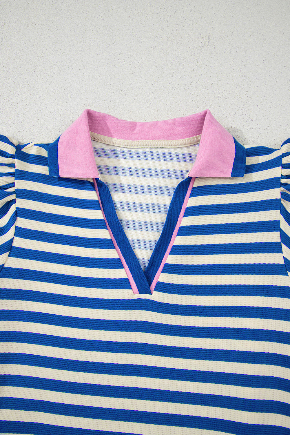 Stripe Flutter Sleeve Contrast Collar Mini Dress