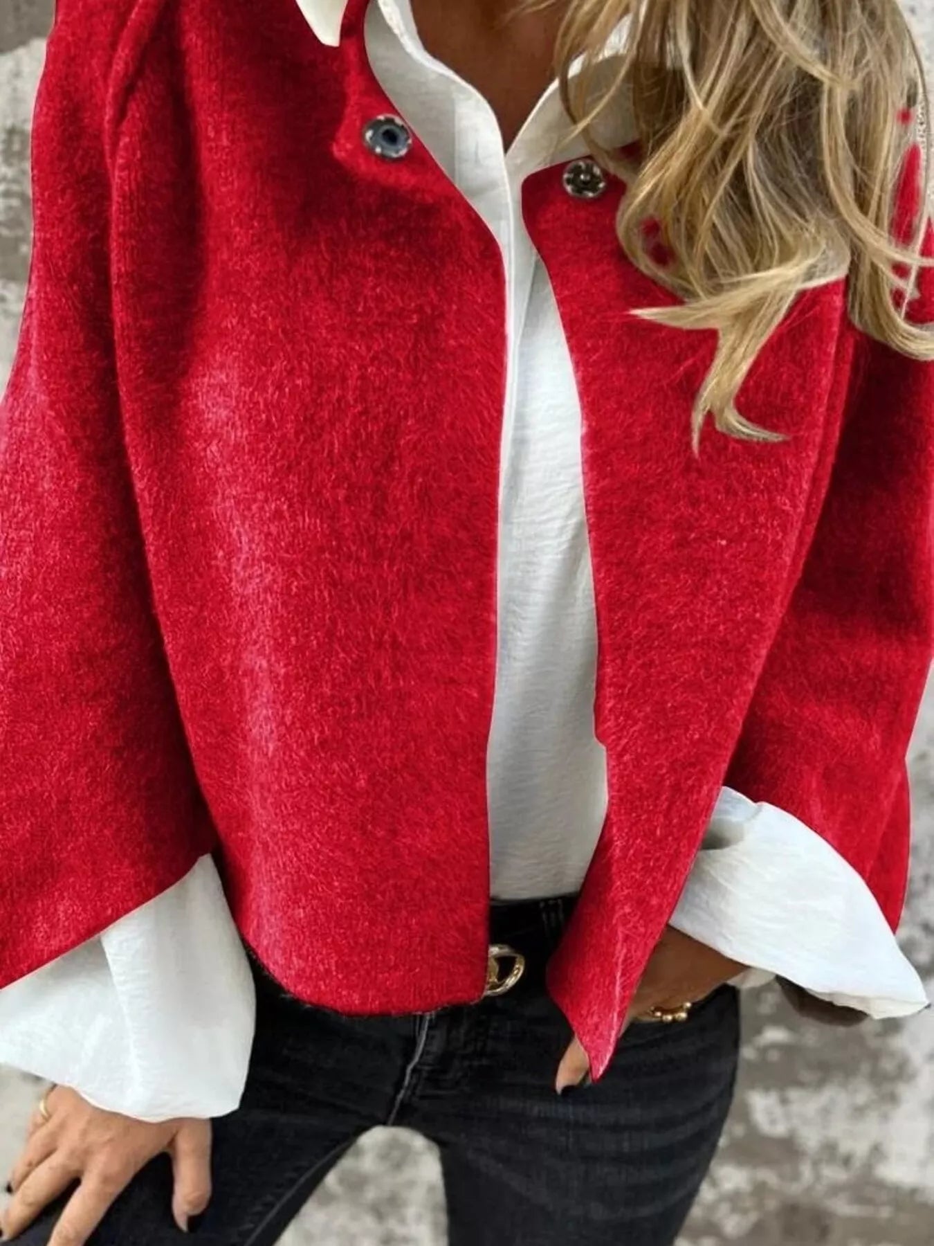 Full Size Solid Color Long Sleeve Outerwear Plus Size