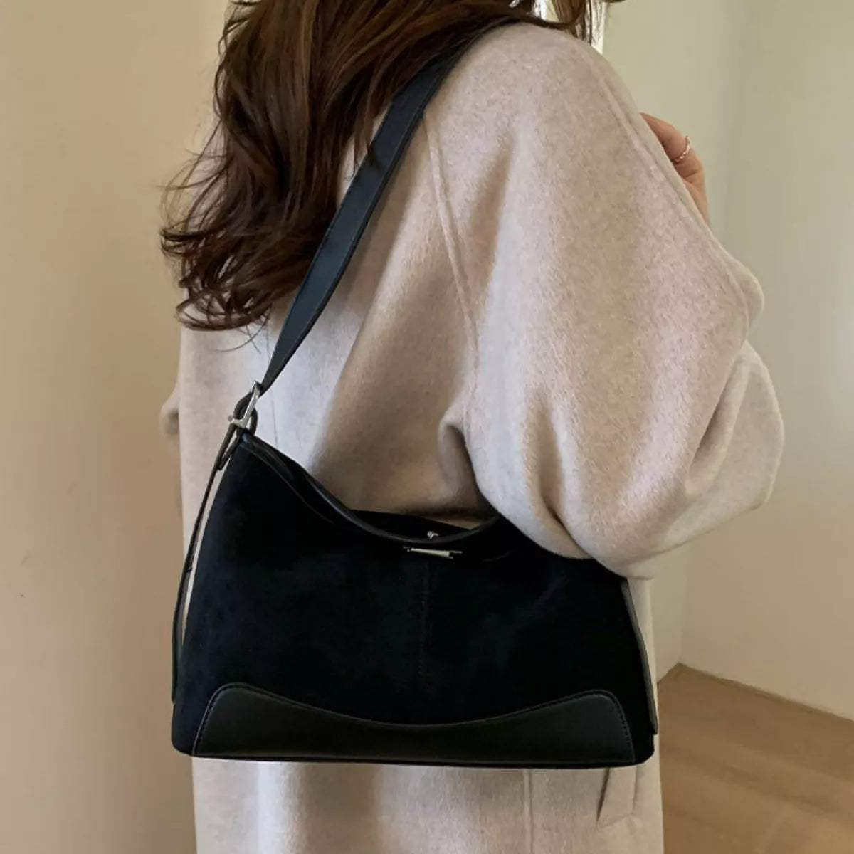 Suede Crossbody Bag with Adjustable Strap