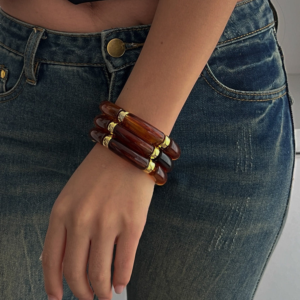 Light luxury ins style beaded bamboo bracelet