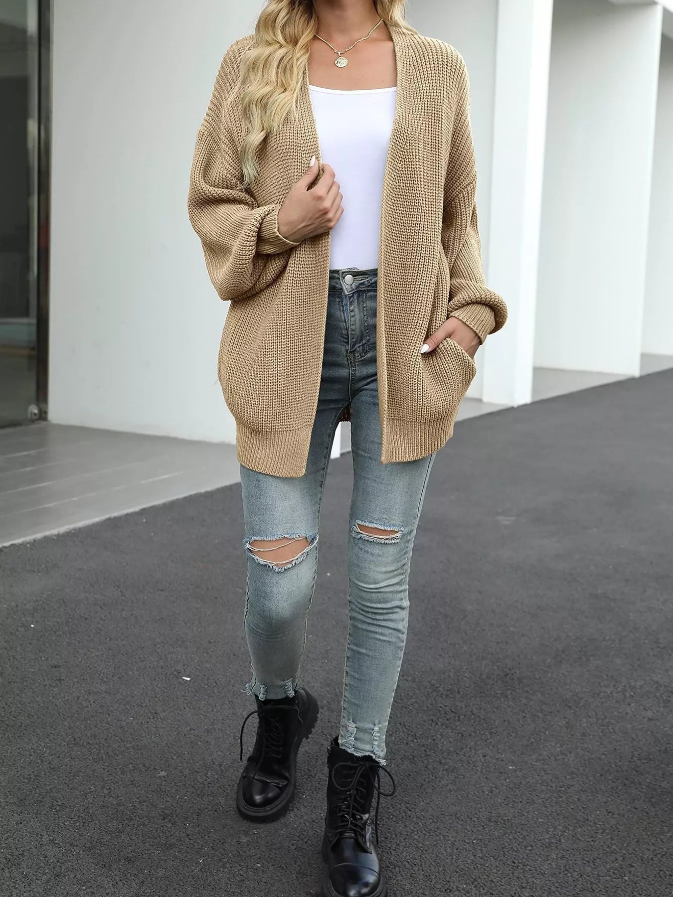 Chunky Knit Open Front Cardigan