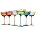 Tonal Gold Rim Champagne Coupe, Cocktail Glassware, Set of 6