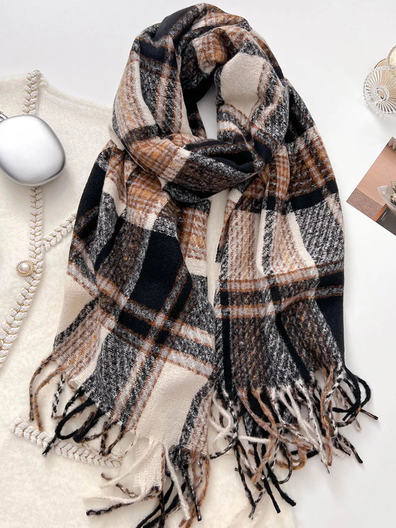 Warm Plaid Winter Scarf