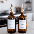 Amber Glass Dispenser for Olive Oil & Vinegar - Refillable Bottles