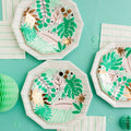Aqua Green Striped Paper Napkins