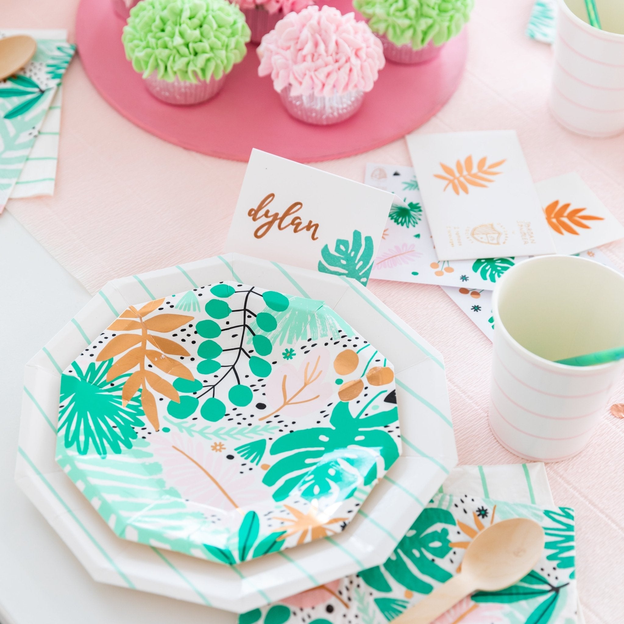 Aqua Green Striped Paper Napkins