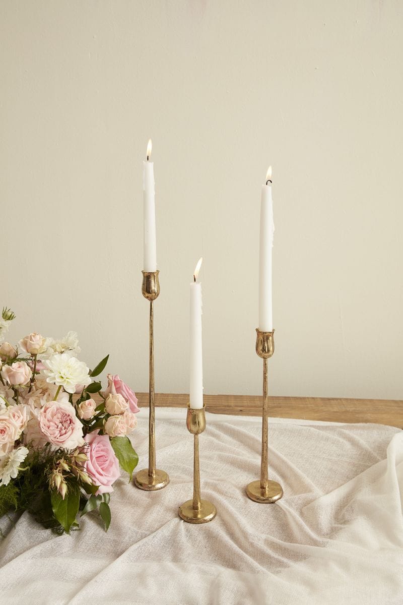 Auric Gold Taper Candlestick Holder – Sleek Modern Design in 3 Sizes