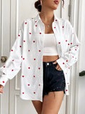 Heart Button Up Oversized Shirt