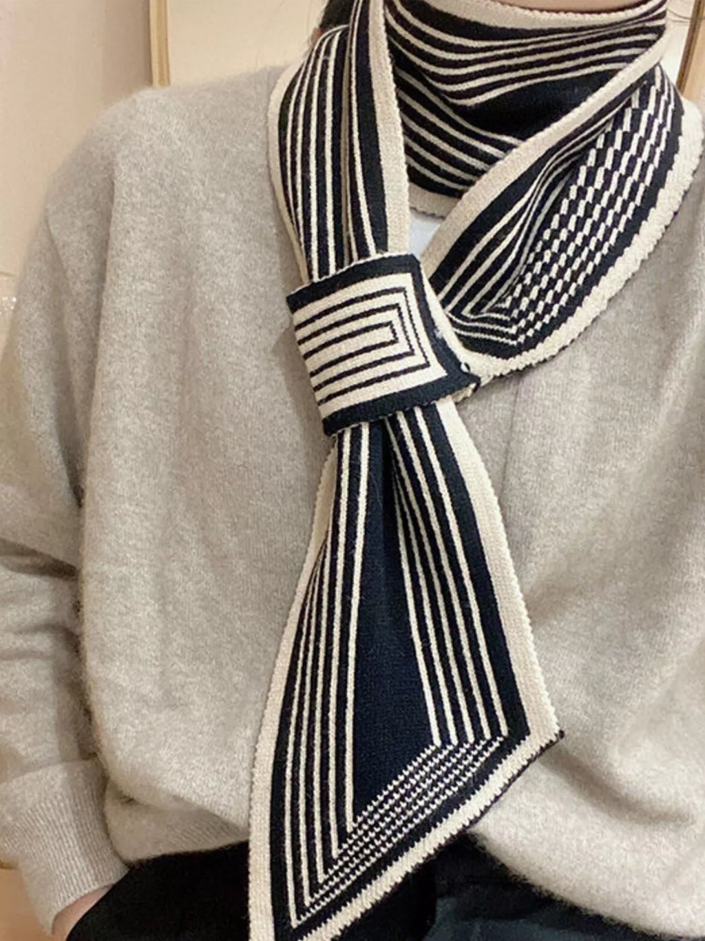 Striped Knitted Winter Scarf