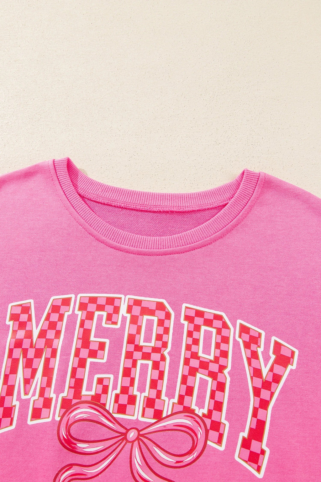 Christmas Merry Bow Graphic Top & Checker Pants Set
