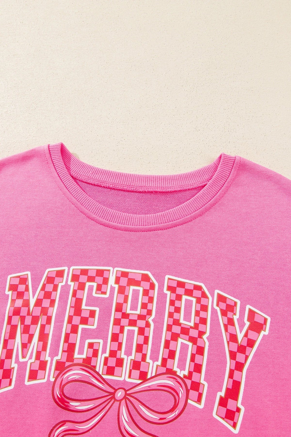 Christmas Merry Bow Graphic Top & Checker Pants Set