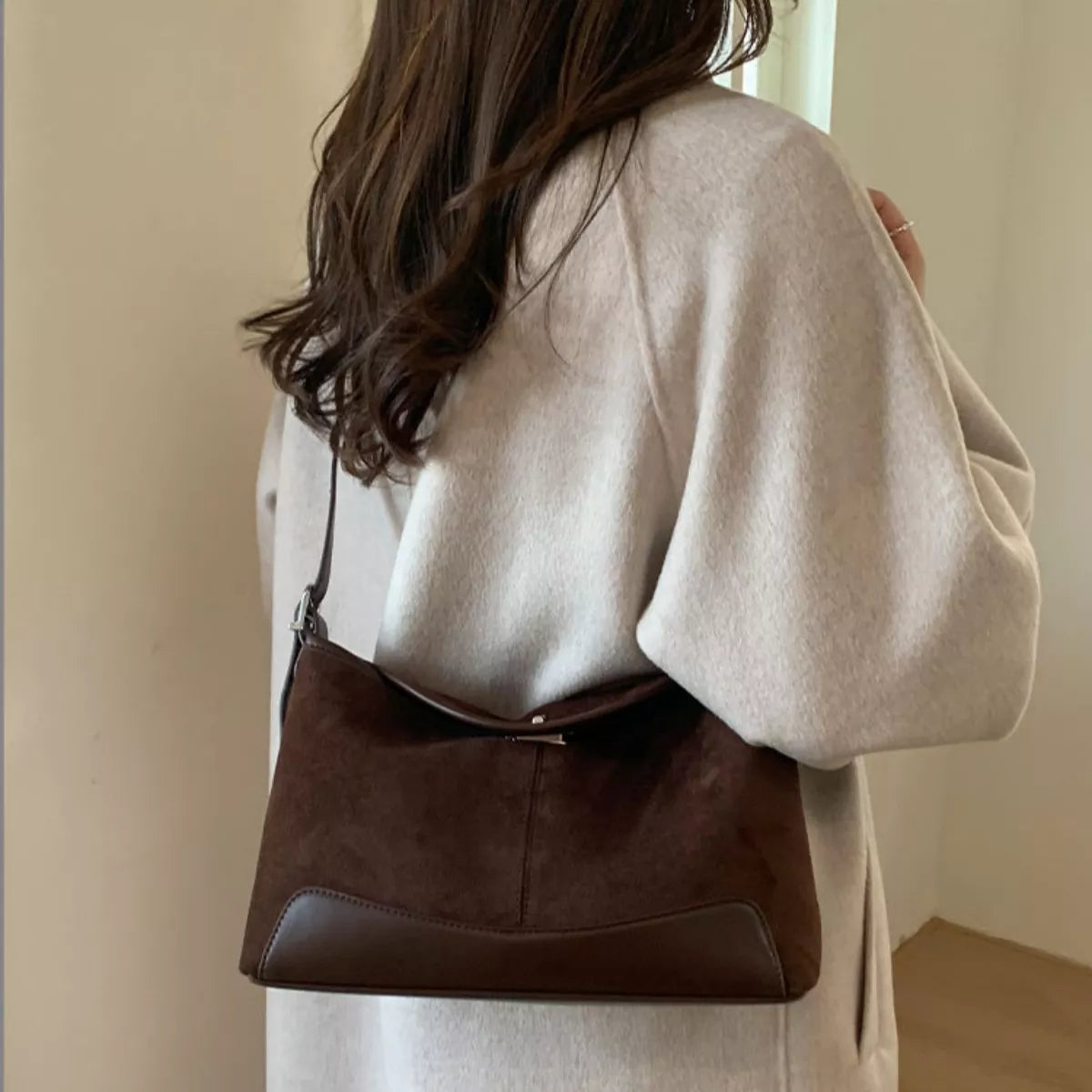 Suede Crossbody Bag with Adjustable Strap