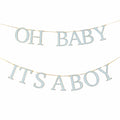 Baby Shower Banner Set – Light Blue & Gold Foil