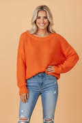 Solid Chunky Knit Ribbed Knit Round Neck Sweater