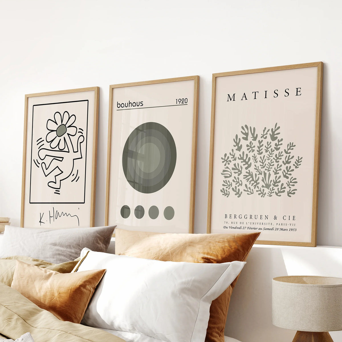 Sage Green Henri Matisse Botanical Art. Bauhaus Poster Set