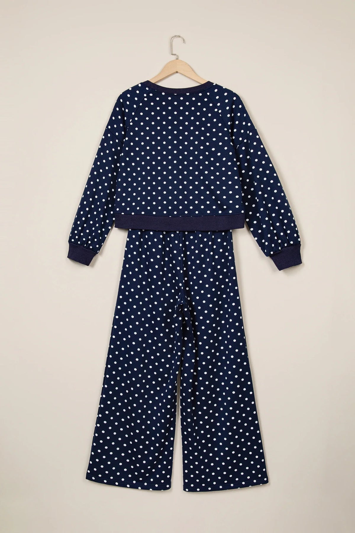 Polka Dot Long Sleeve Top & Wide Leg Pant Set