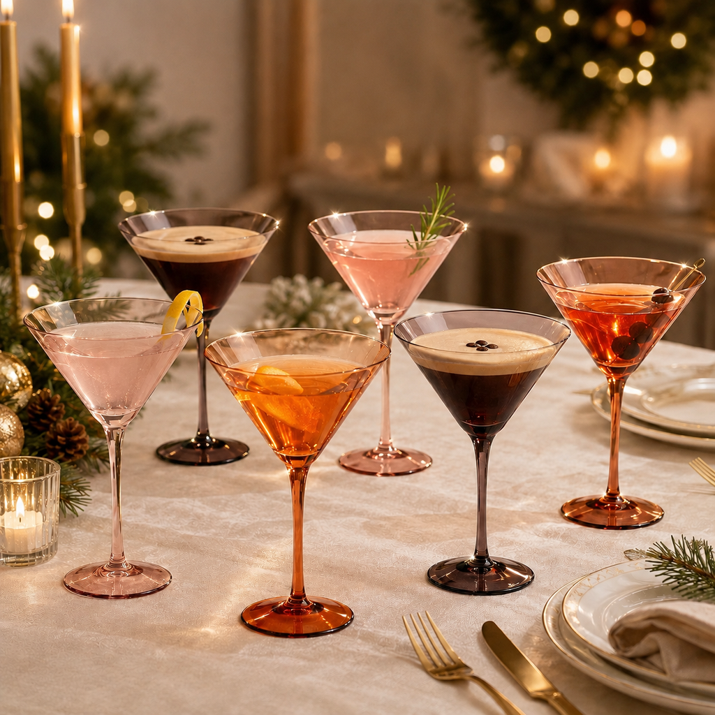 Venus Martini Cocktail Glassware, Set of 6
