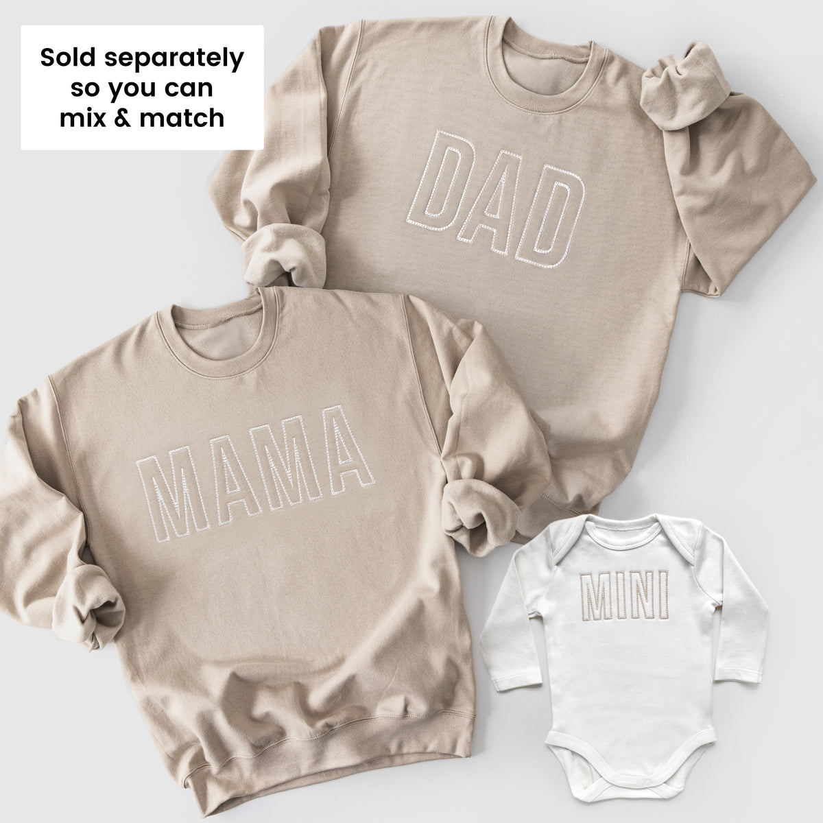 Custom Family Matching Sweatshirts | Embroidered Mama Dad & Baby