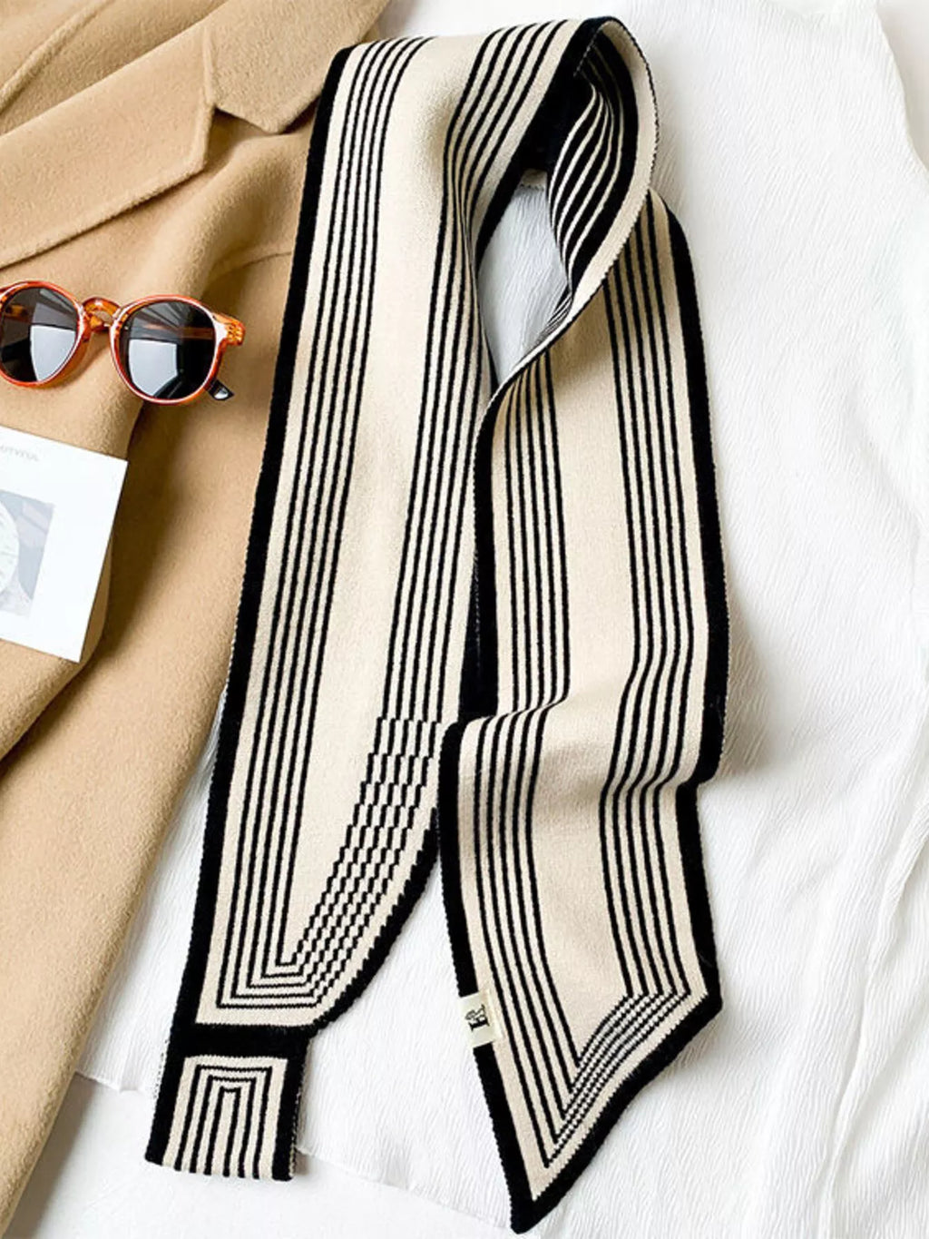 Striped Knitted Winter Scarf